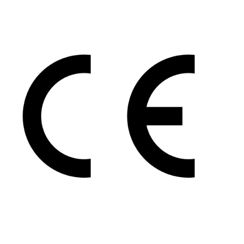 Black CE mark logo on transparent background for product compliance certification