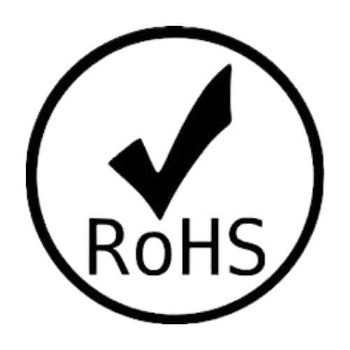 RoHS compliance check mark symbol, electronics safety certification badge
